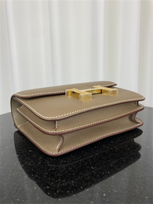 Constance Bag Epsom Leather 18CM Gold/Silver Tone Metal In Etoupe Color HS