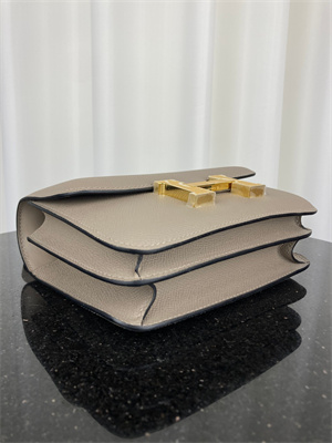 Constance Bag Epsom Leather 18CM Gold/Silver Tone Metal In Gris Asphalte Color HS