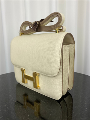 Constance Bag Epsom Leather 18CM Gold/Silver Tone Metal In Craie Color HS