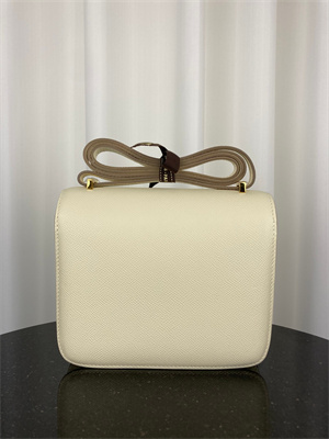 Constance Bag Epsom Leather 18CM Gold/Silver Tone Metal In Craie Color HS