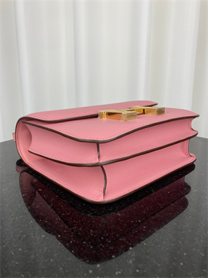 Constance Bag Epsom Leather 18CM Gold/Silver Tone Metal In Rose Confetti Color HS