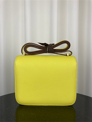 Constance Bag Epsom Leather 18CM Gold/Silver Tone Metal In Lime Color HS