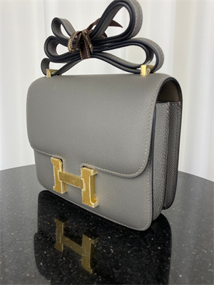 Constance Bag Epsom Leather 18CM Gold/Silver Tone Metal In Etain Color HS