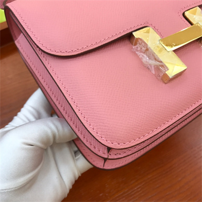 Constance Bag Epsom Leather 18CM Gold/Silver Tone Metal In Pink Color HS