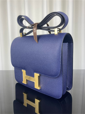 Constance Bag Epsom Leather 24CM Gold/Silver Tone Metal In Navy Color HS