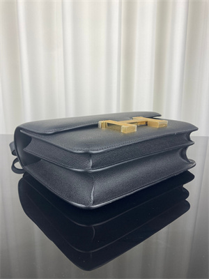 Constance Bag Epsom Leather 24CM Gold/Silver Tone Metal In Black Color HS