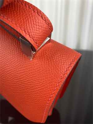 Constance Bag Epsom Leather 24CM Gold/Silver Tone Metal In Feu Orange Color HS