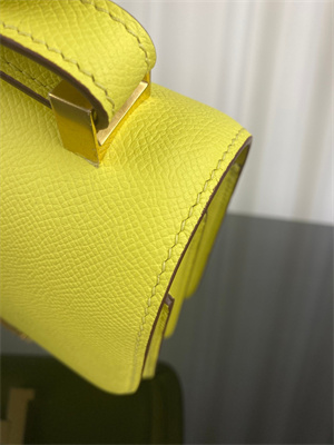 Constance Bag Epsom Leather 24CM Gold/Silver Tone Metal In Lime Color HS