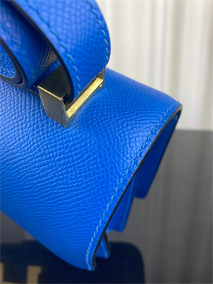 Constance Bag Epsom Leather 24CM Gold/Silver Tone Metal In Bleu Hydra Color HS