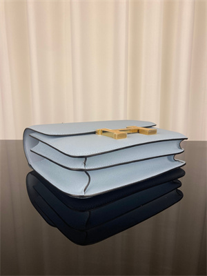 Constance Bag Epsom Leather 24CM Gold/Silver Tone Metal In Blue Brume Color HS
