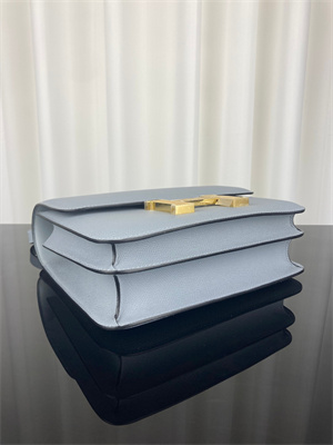 Constance Bag Epsom Leather 24CM Gold/Silver Tone Metal In Bleu Lin Color HS