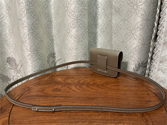 Constance SLIM Wallet With Strap Epsom Leather Silver Tone Metal In Etoupe Color HS