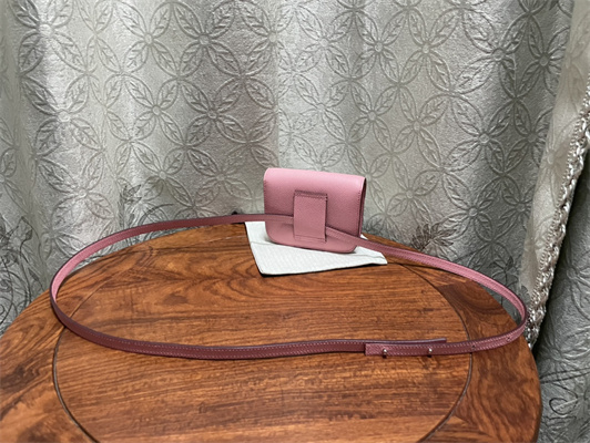 Constance SLIM Wallet With Strap Epsom Leather Silver Tone Metal In Pink Color HS