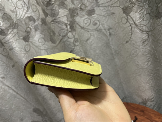 Constance SLIM Wallet With Strap Epsom Leather Gold Tone Metal In Yellow Color HS