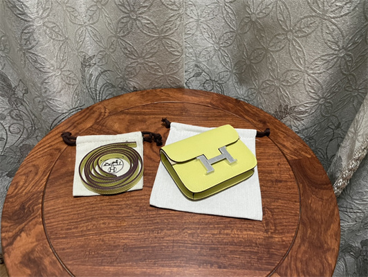 Constance SLIM Wallet With Strap Epsom Leather Silver Tone Metal In Yellow Color HS