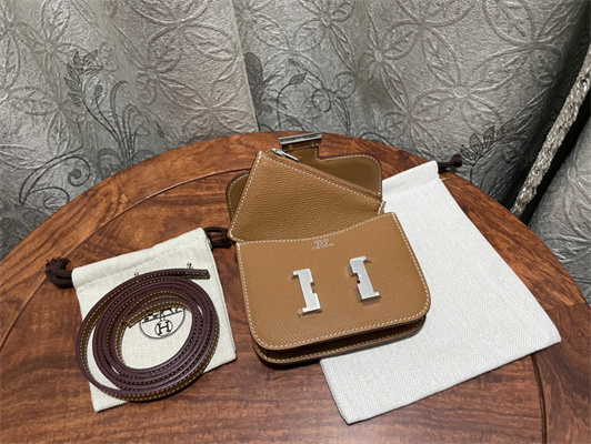 Constance SLIM Wallet With Strap Epsom Leather Silver Tone Metal In Gold Color HS