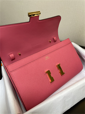 Constance To Go Wallet Epsom Leather Gold Tone Metal In Rose Lipsur Color HS