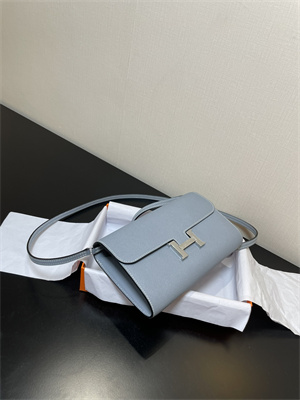 Constance To Go Wallet Epsom Leather Silver Tone Metal In Bleu Lin Color HS