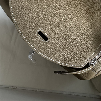 Lindy Bag Taurillon Clemence Leather 26/30CM Silver Tone Metal In Etoupe Color HS