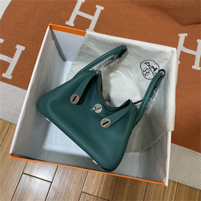 Lindy Bag Taurillon Clemence Leather 26/30CM Silver Tone Metal In Malachite Color HS
