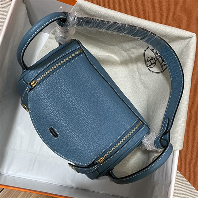 Lindy Bag Taurillon Clemence Leather 26/30CM Gold Tone Metal In Blue Jean Color HS