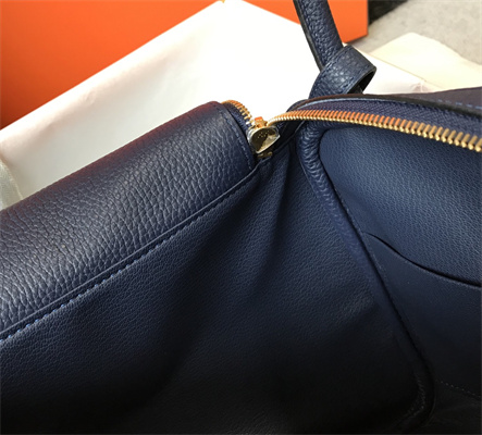 Lindy Bag Calfskin Leather 26/30CM Gold/Silver Tone Metal In Navy Color