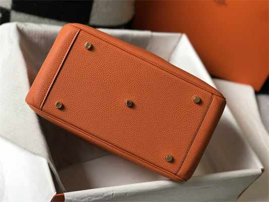 Lindy Bag Calfskin Leather 26/30CM Gold/Silver Tone Metal In Orange Color