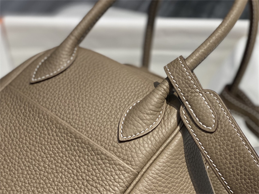 Lindy Bag Calfskin Leather 26/30CM Gold/Silver Tone Metal In Etoupe Color