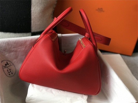 Lindy Bag Calfskin Leather 26/30CM Gold/Silver Tone Metal In Red Color