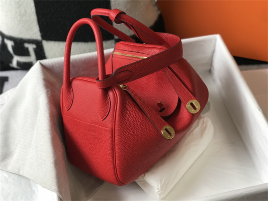 Lindy Bag Calfskin Leather 26/30CM Gold/Silver Tone Metal In Red Color