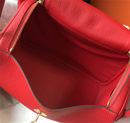 Lindy Bag Calfskin Leather 26/30CM Gold/Silver Tone Metal In Red Color