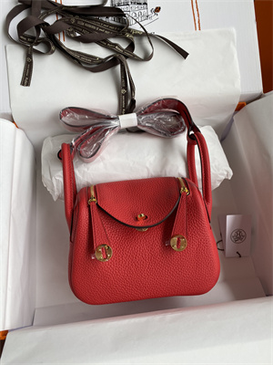 Lindy Mini Bag Taurillon Clemence Leather Gold/Silver Tone Metal In Red Color HS