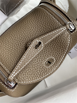 Lindy Mini Bag Taurillon Clemence Leather Gold/Silver Tone Metal In Etoupe Color HS