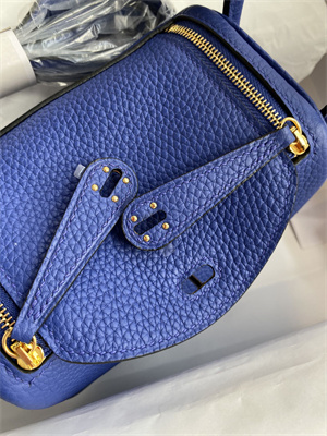 Lindy Mini Bag Taurillon Clemence Leather Gold/Silver Tone Metal In Blue Electric Color HS
