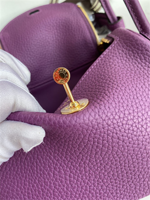 Lindy Mini Bag Taurillon Clemence Leather Gold/Silver Tone Metal In Anemone Color HS