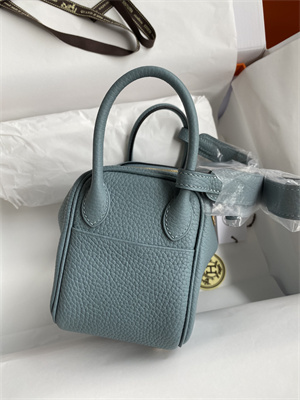 Lindy Mini Bag Taurillon Clemence Leather Gold/Silver Tone Metal In Azure Blue Color HS