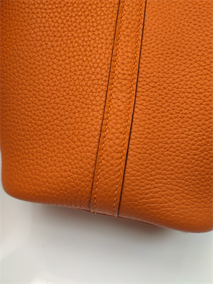 Picotin Lock Bag Togo Leather 18/22CM Gold/Silver Tone Metal In Orange Color HS