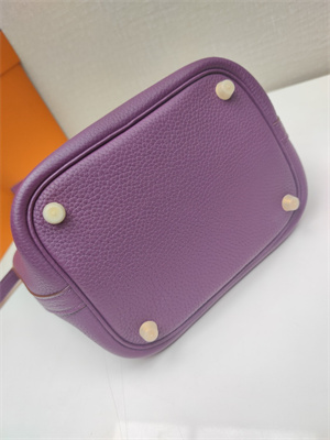 Picotin Lock Bag Togo Leather 18/22CM Gold/Silver Tone Metal In Anemone Color HS