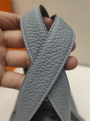 Picotin Lock Bag Togo Leather 18/22CM Gold/Silver Tone Metal In Bleu Lin Color HS