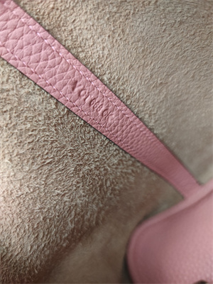 Picotin Lock Bag Togo Leather 18/22CM Gold/Silver Tone Metal In Pink Color HS