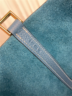 Picotin Lock Bag Taurillon Clemence Leather 18/22CM Gold/Silver Tone Metal In Blue Jean Color HS