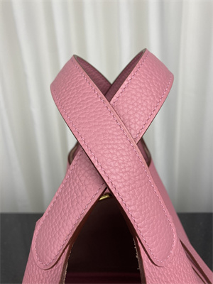 Picotin Lock Bag Taurillon Clemence Leather 18/22CM Gold/Silver Tone Metal In Pink Color HS