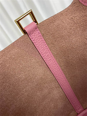 Picotin Lock Bag Taurillon Clemence Leather 18/22CM Gold/Silver Tone Metal In Pink Color HS