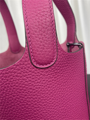 Picotin Lock Bag Taurillon Clemence Leather 18/22CM Gold/Silver Tone Metal In Magnolia Color HS