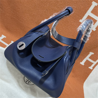 Lindy Bag Taurillon Clemence Leather 26/30CM Silver Tone Metal In Bleu Saphir Color HS