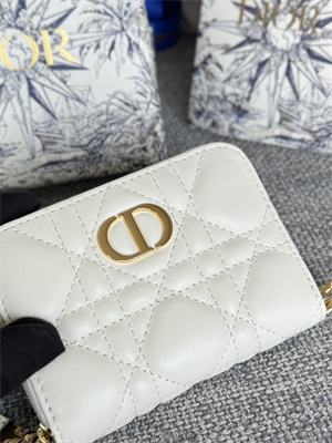 cd caro zippy card holder S*pple cannage calfskin white color s5034