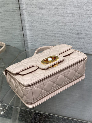 CD Small Jolie Top Handle Bag Cannage Calfskin Pink