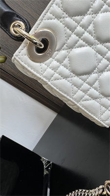 cd mini lady D*or bag two tones cannage lambskin gold tone metal latte and black