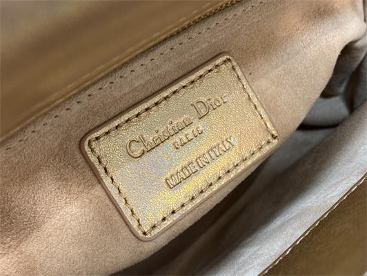 cd mini lady D*or bag cannage lambskin iridescent metallic rose gold tone