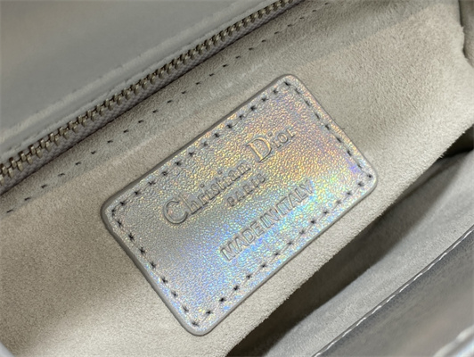 cd mini lady D*or bag cannage lambskin iridescent metallic silver tone